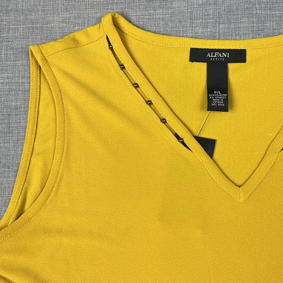 Alfani Gold Embellished V-Neck Tank Top Petite Size Large - Picture 3 of 4